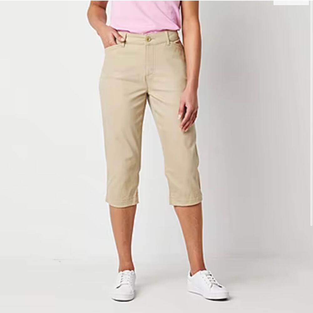 New St John's Bay Biscotti Secretly Slender Women's Mid Rise Capris Pants Size 6